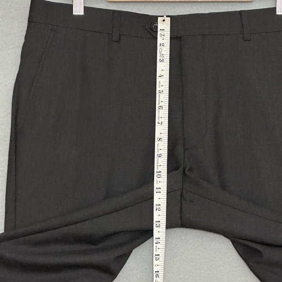 NWT Premium Wool Mens Pants 36 Charcoal Gray Flat Front Unhemmed Classic Trouser - Picture 10 of 14
